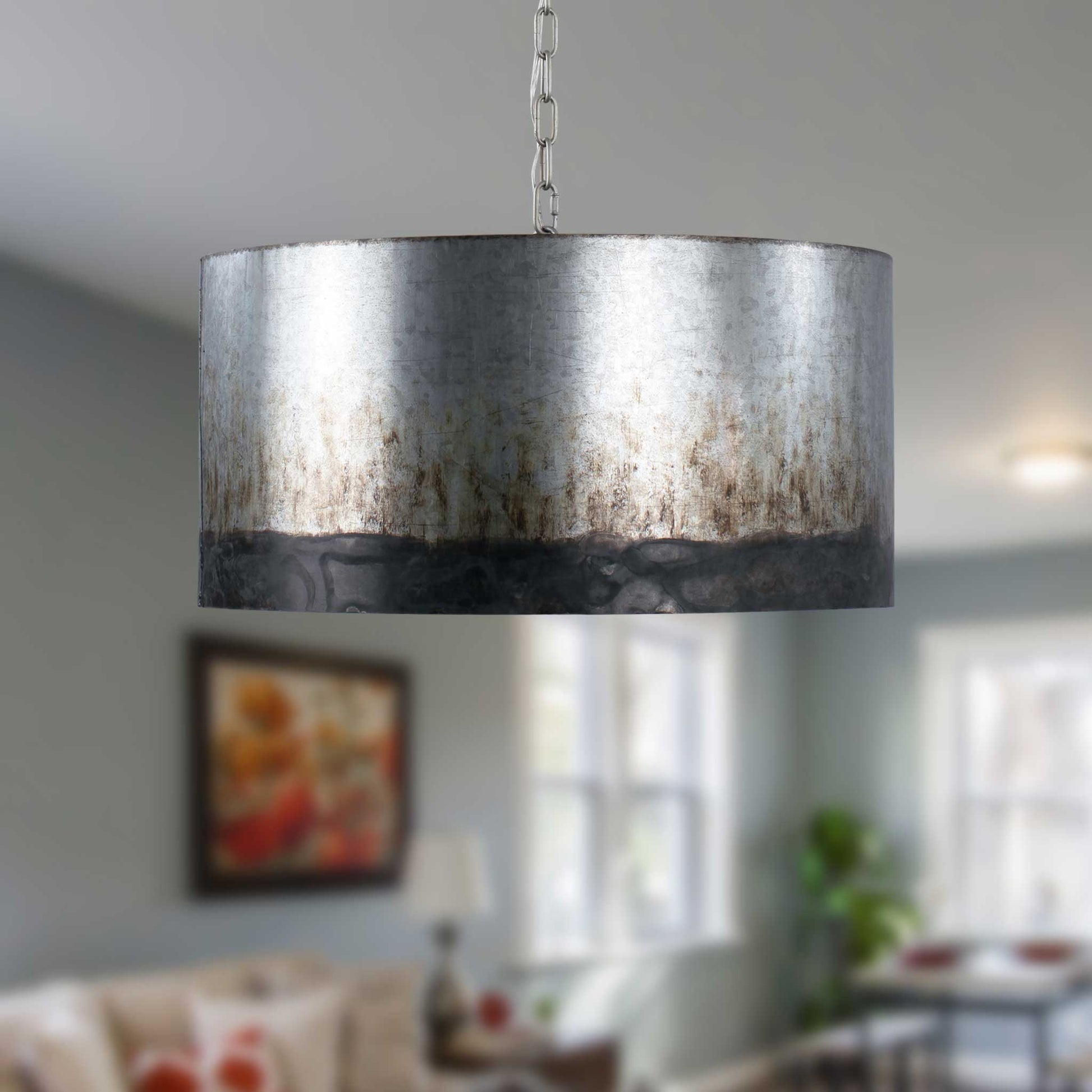 4 light 24 inch ombre galvanized pendant