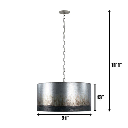 4 light 24 inch ombre galvanized pendant