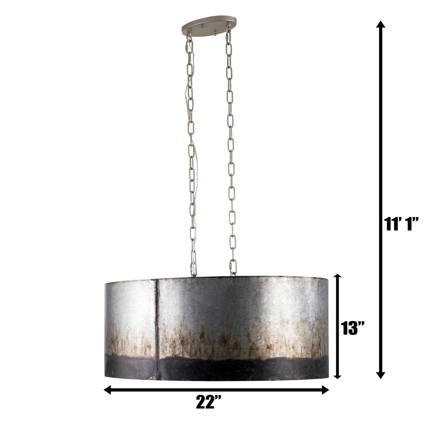 6 light 30 inch ombre galvanized pendant