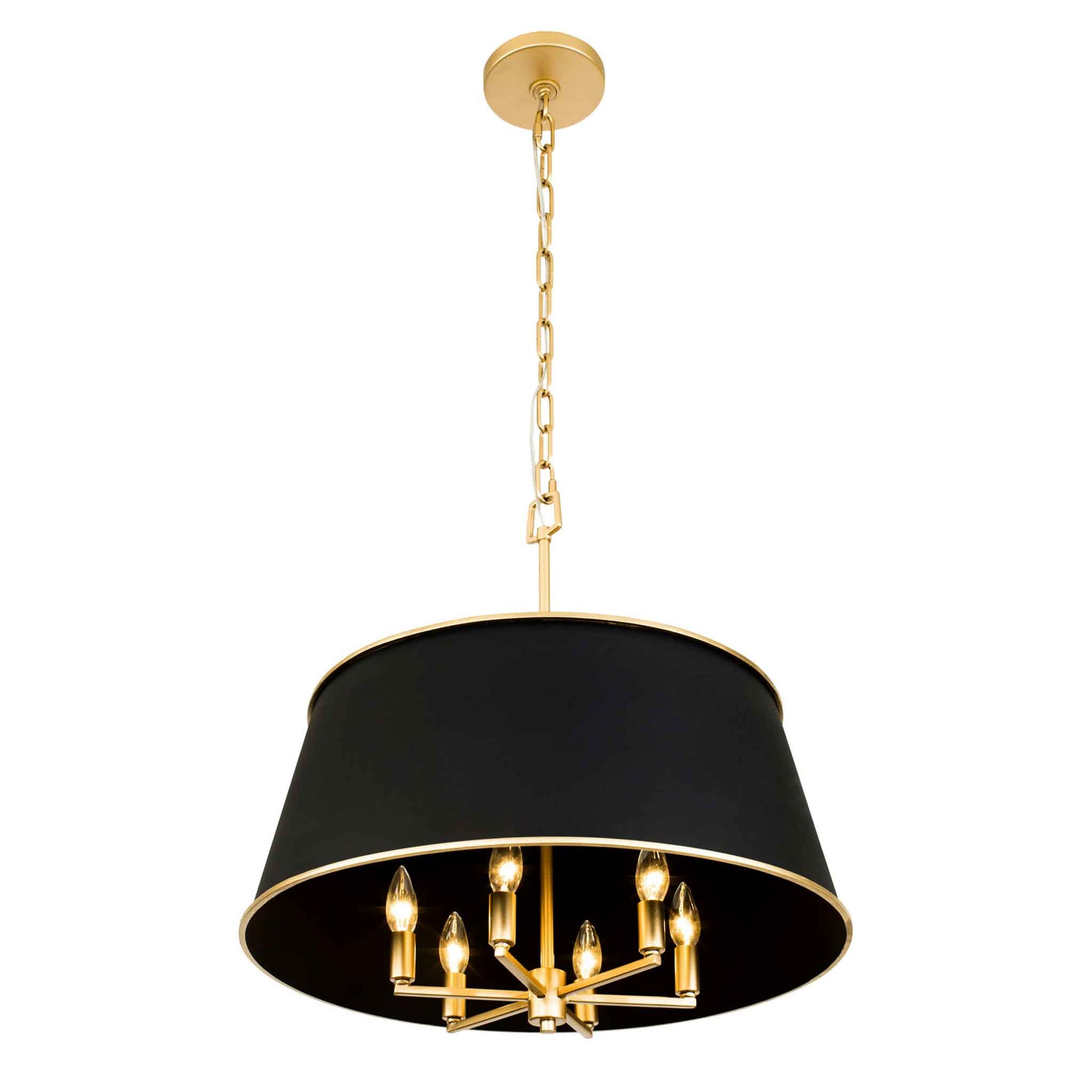 6 light 24 inch black and gold pendant