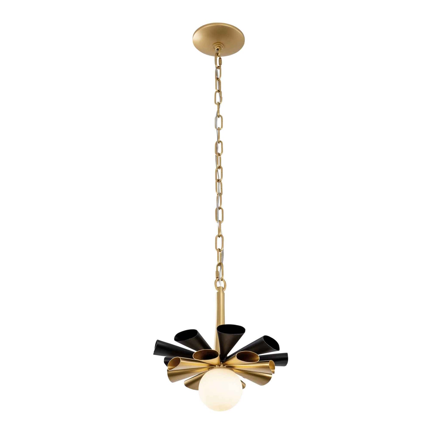 1 light 12 inch black and gold pendant