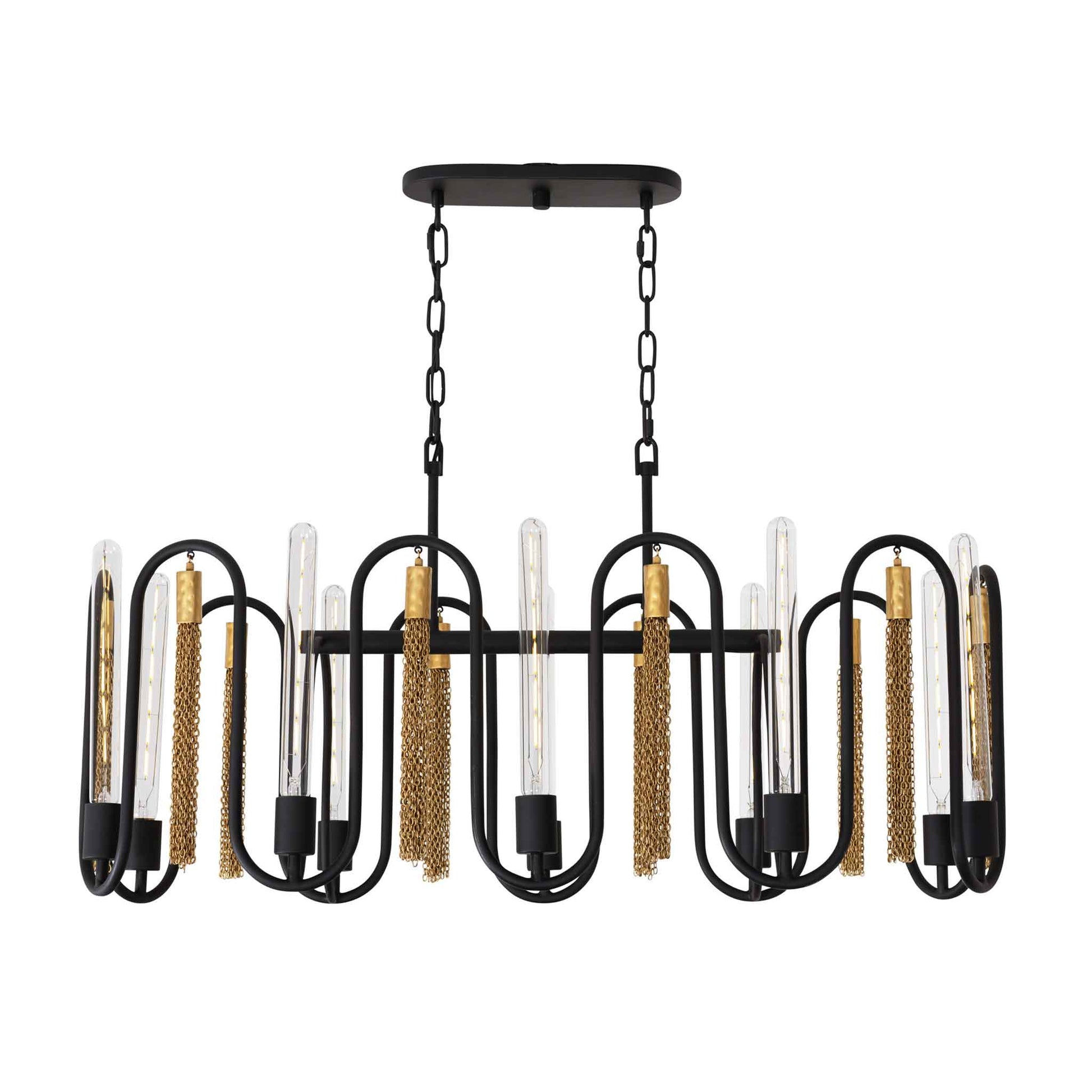 10 light 38 inch black and gold pendant