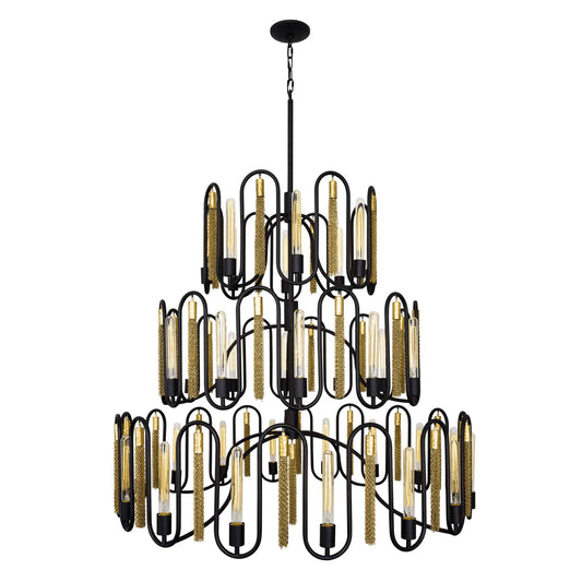 36 light 48 inch 3 tier black and gold pendant