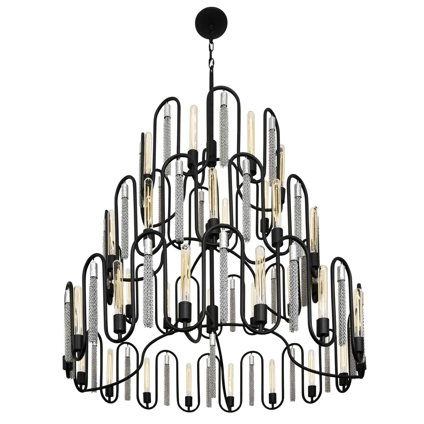 36 light 48 inch 3 tier black and chrome pendant