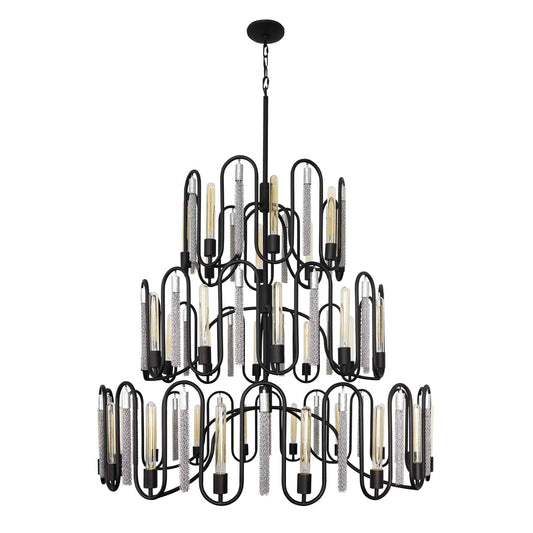 36 light 48 inch 3 tier black and chrome pendant