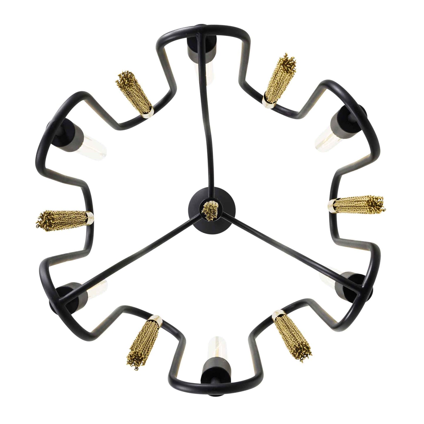 6 light 18 inch black and gold pendant