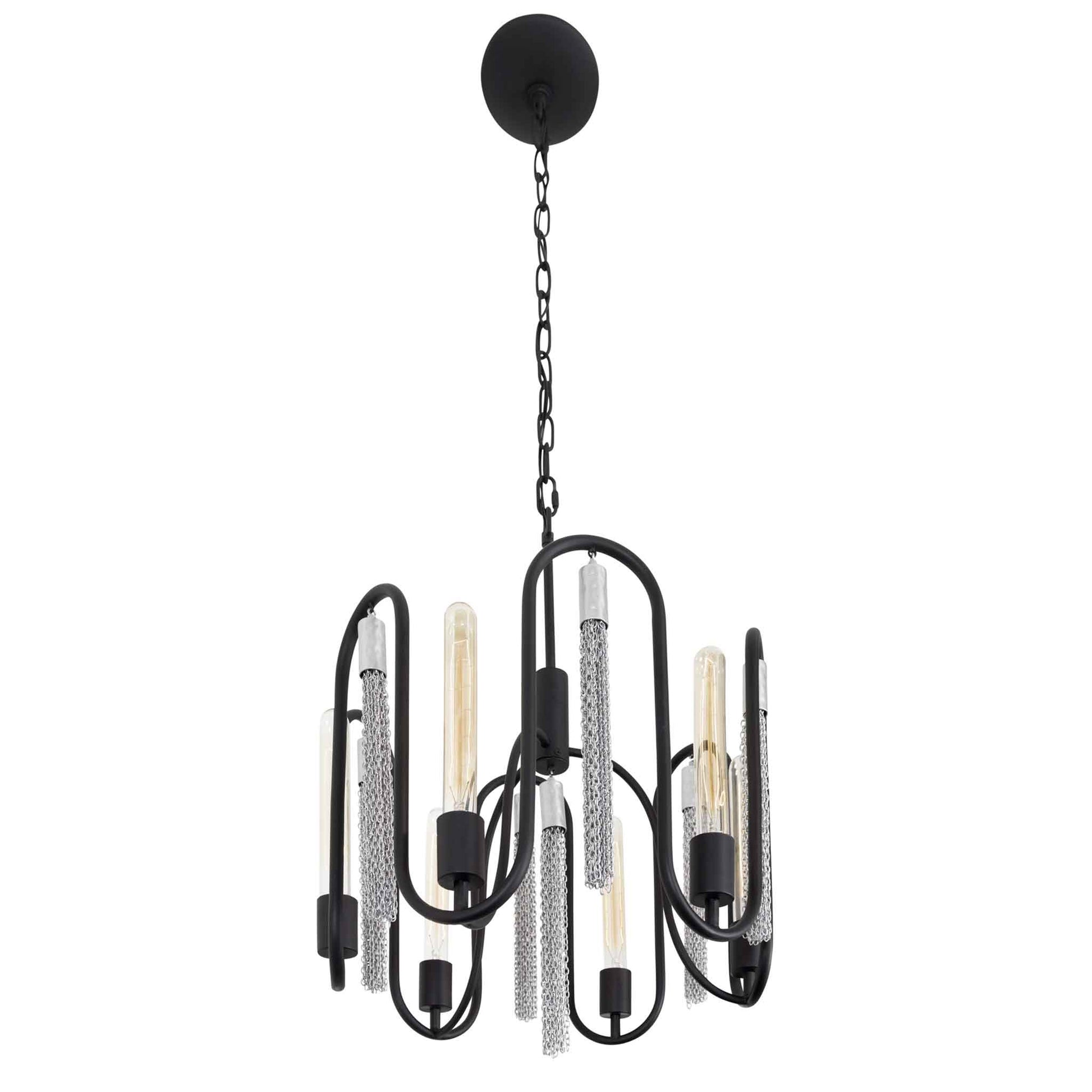 6 light 18 inch black and chrome pendant