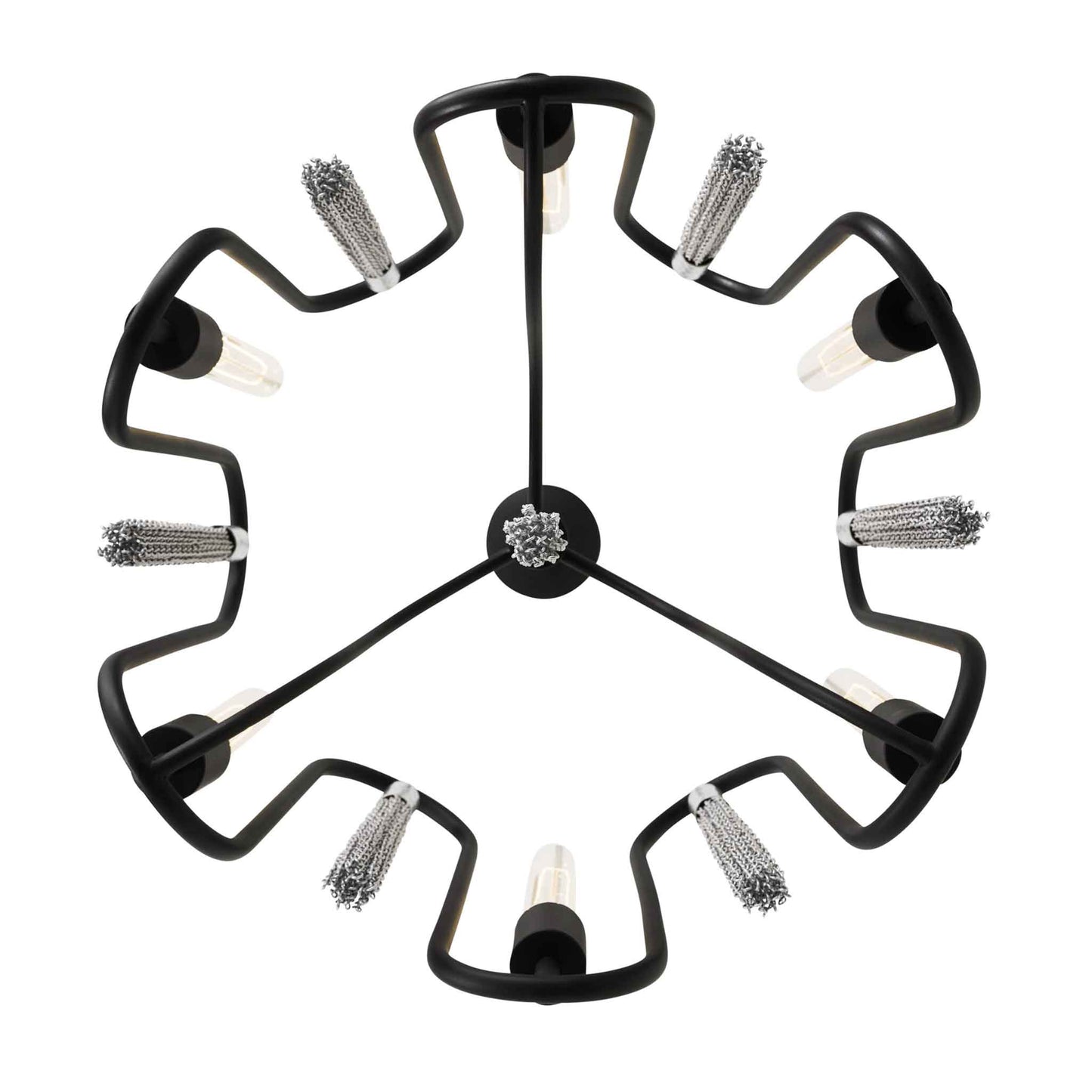 6 light 18 inch black and chrome pendant