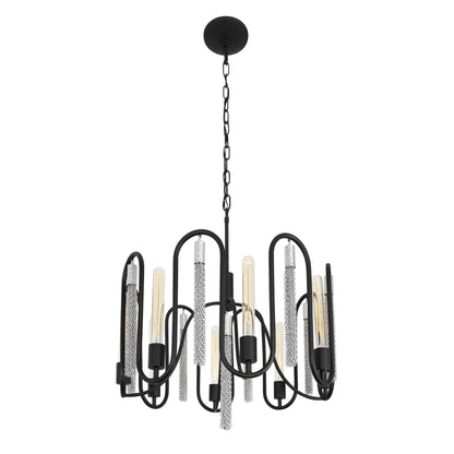 8 light 24 inch black and chrome pendant