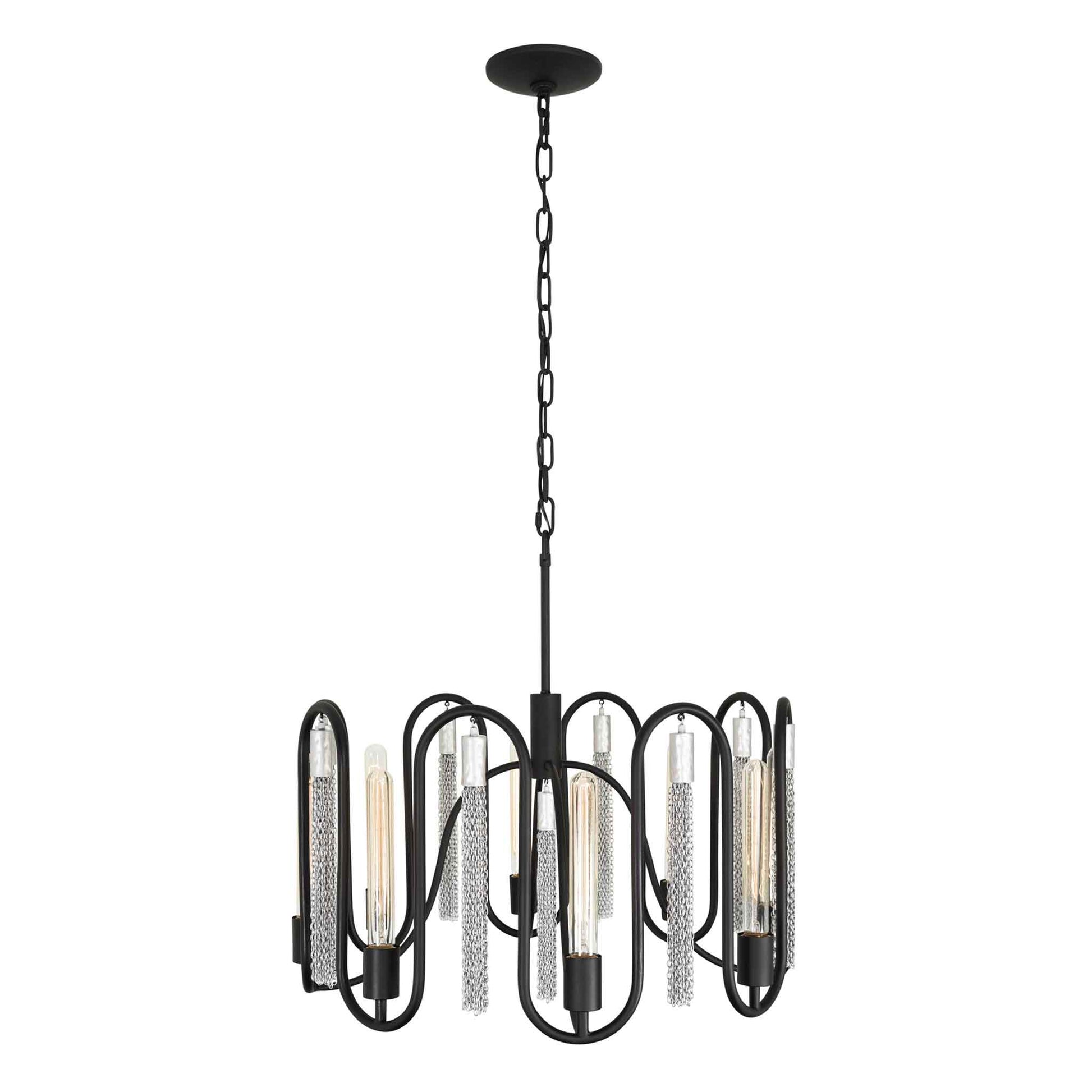 8 light 24 inch black and chrome pendant