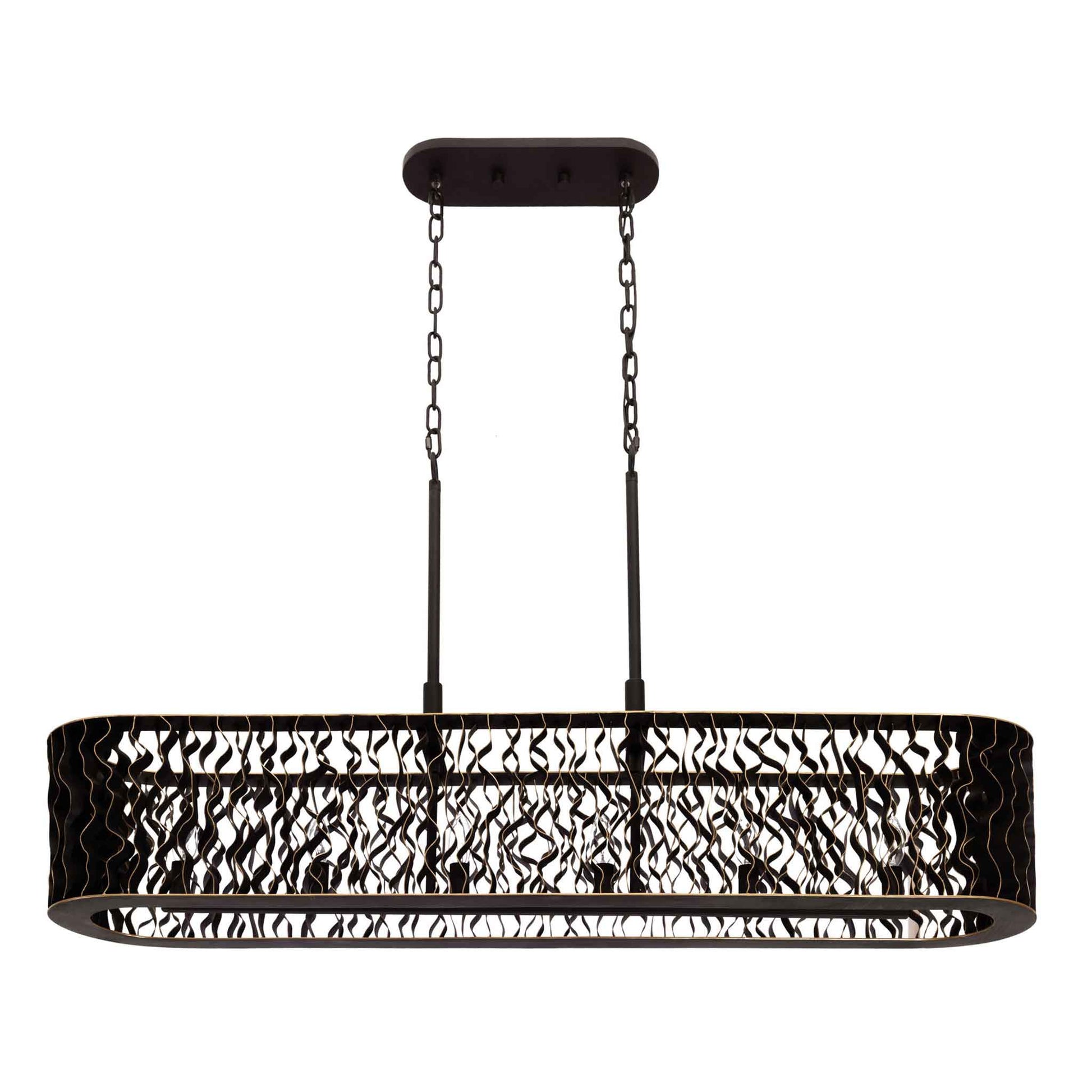 6 light 48 inch black and gold pendant