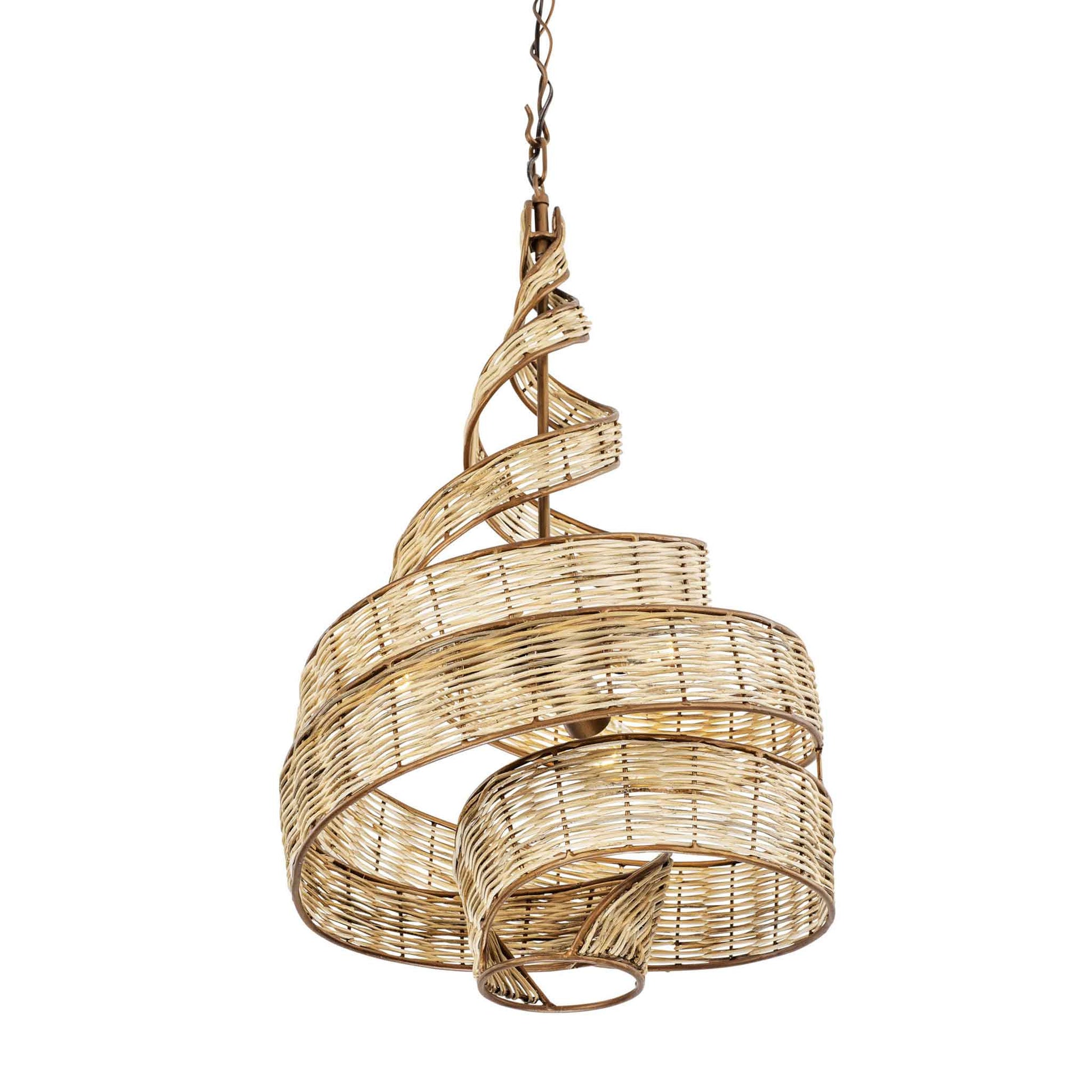 3 light 18 inch baguette and rattan pendant