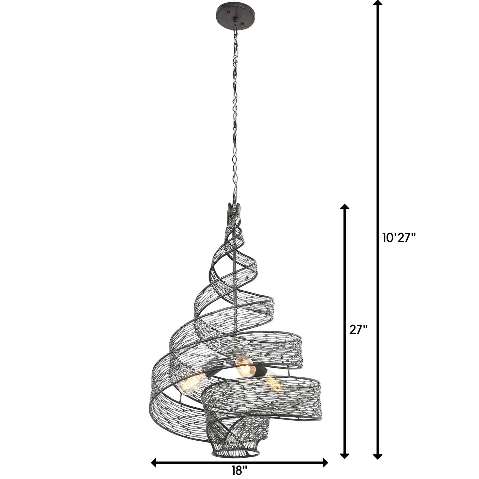 3 light 18 inch steel pendant