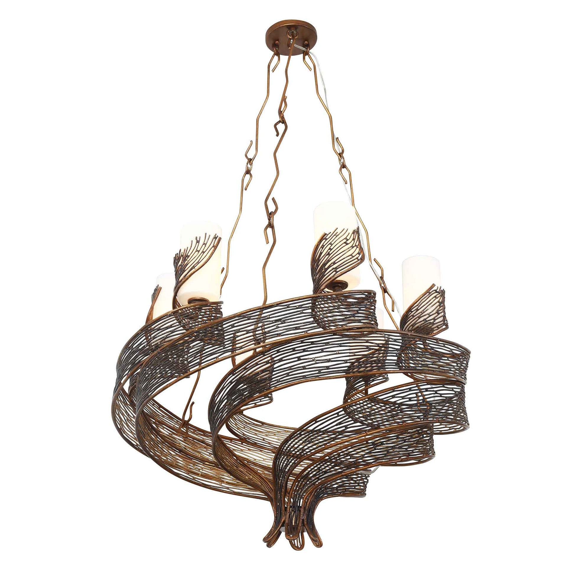 6 light 28 inch hammered ore chandelier