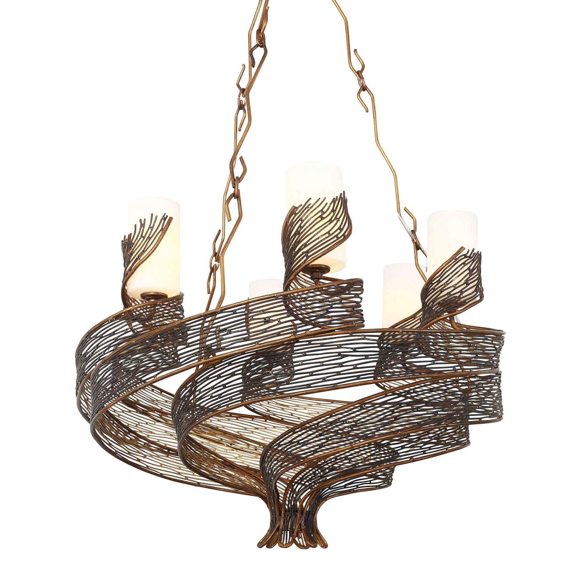 6 light 28 inch hammered ore chandelier