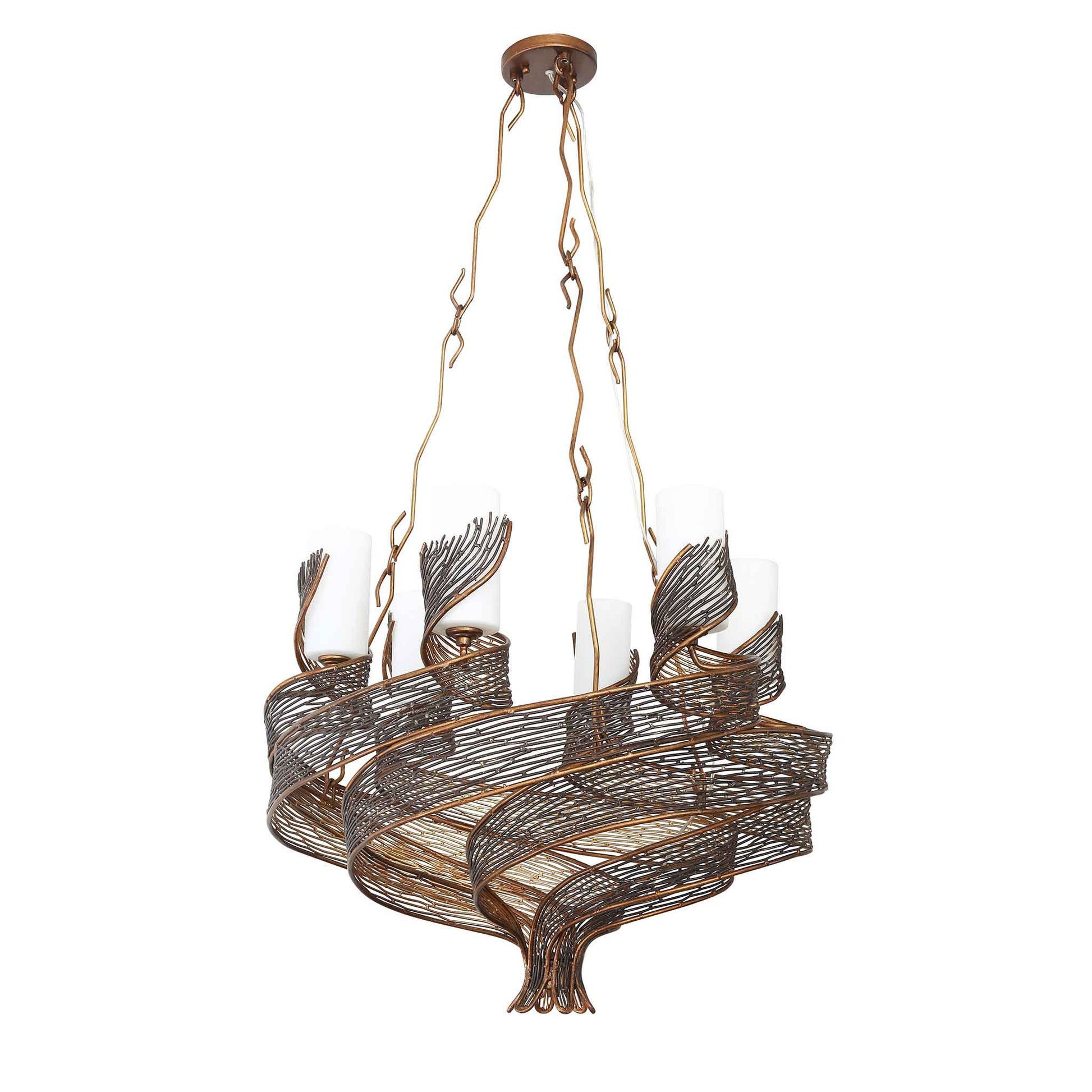 6 light 28 inch hammered ore chandelier