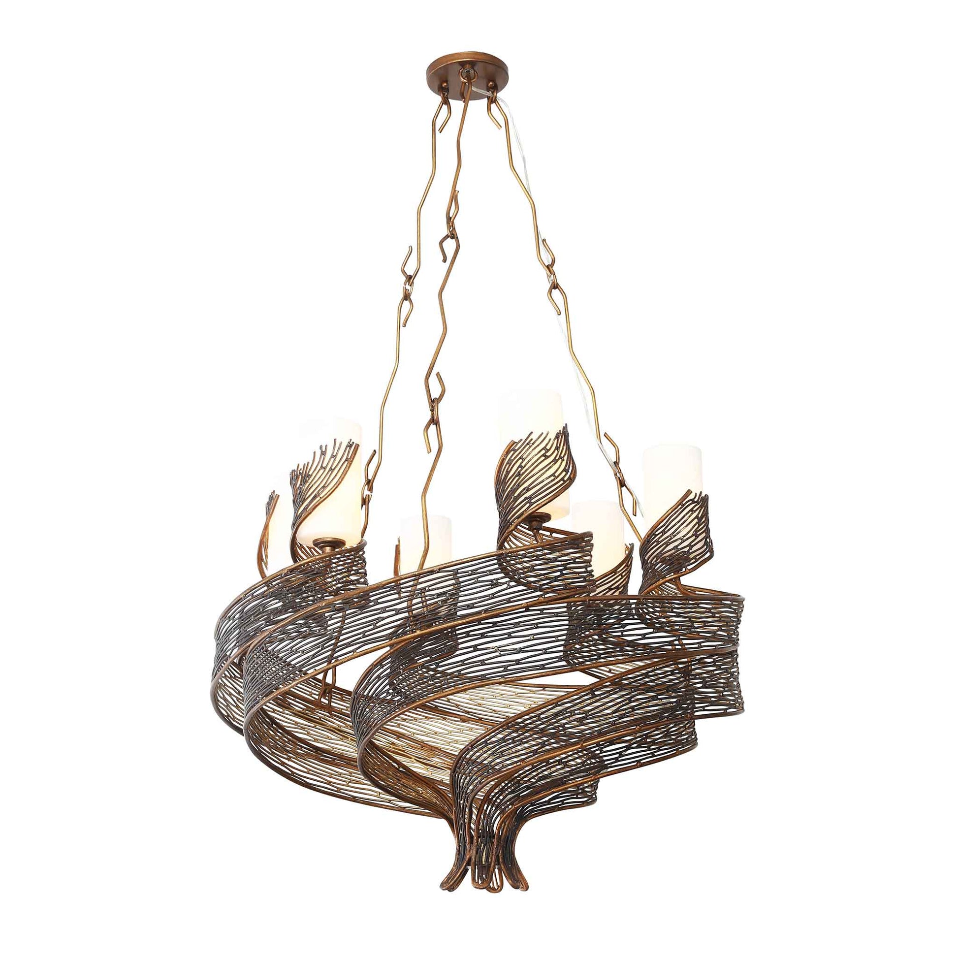 6 light 28 inch hammered ore chandelier