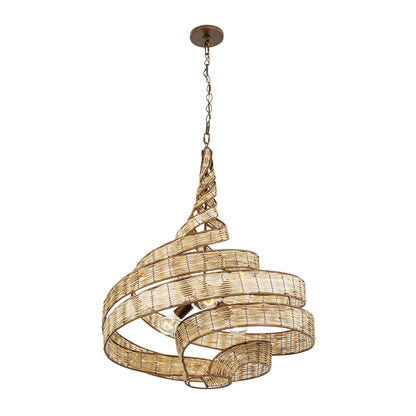 6 light 26 inch baguette and rattan pendant