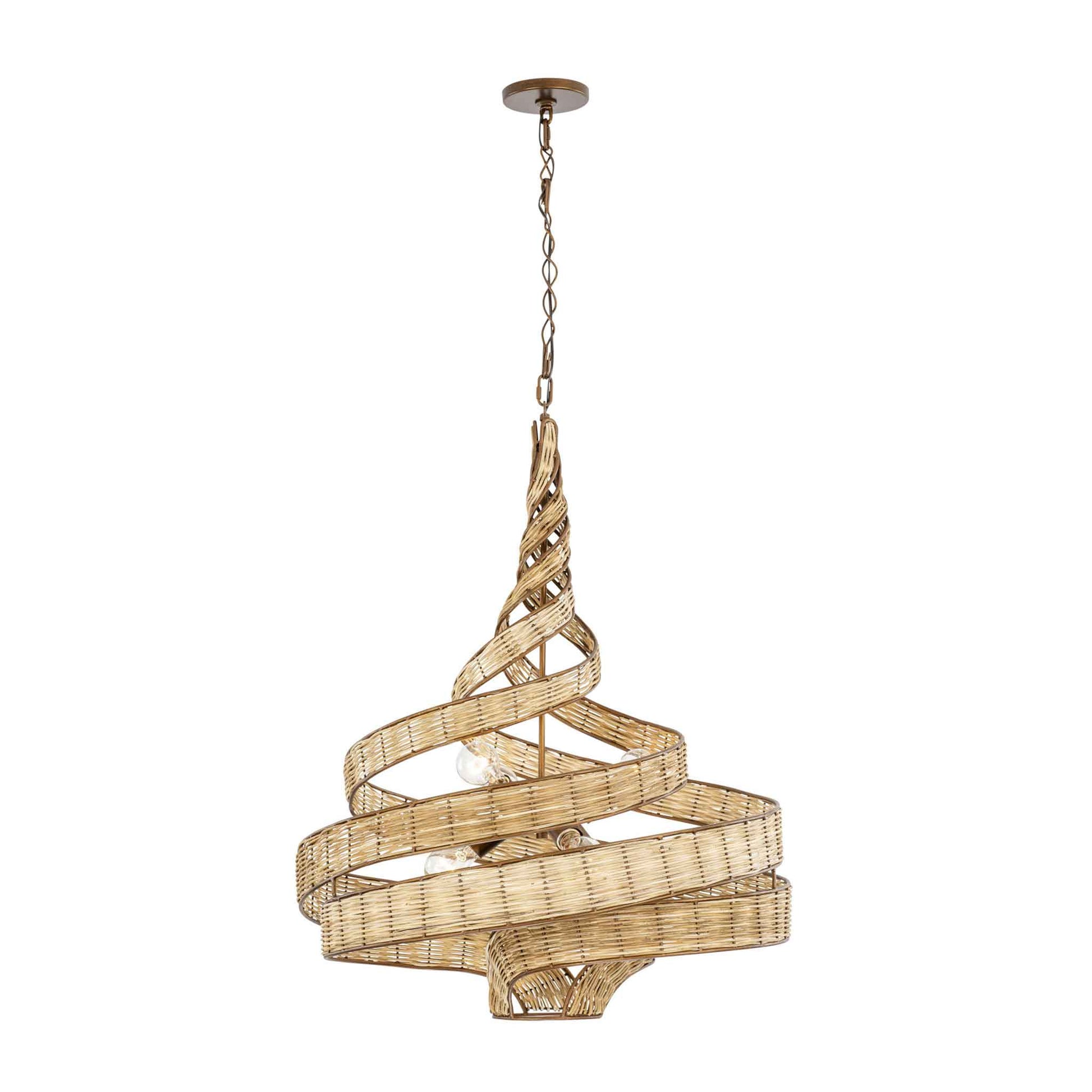 6 light 26 inch baguette and rattan pendant