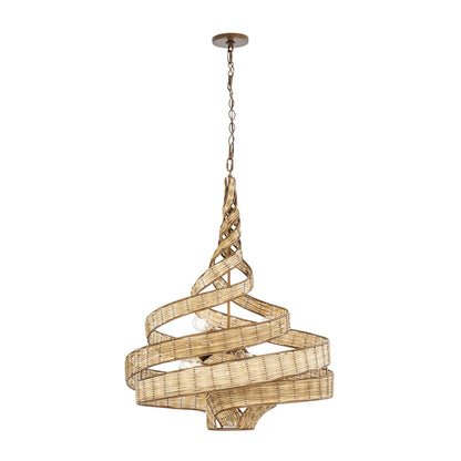 6 light 26 inch baguette and rattan pendant