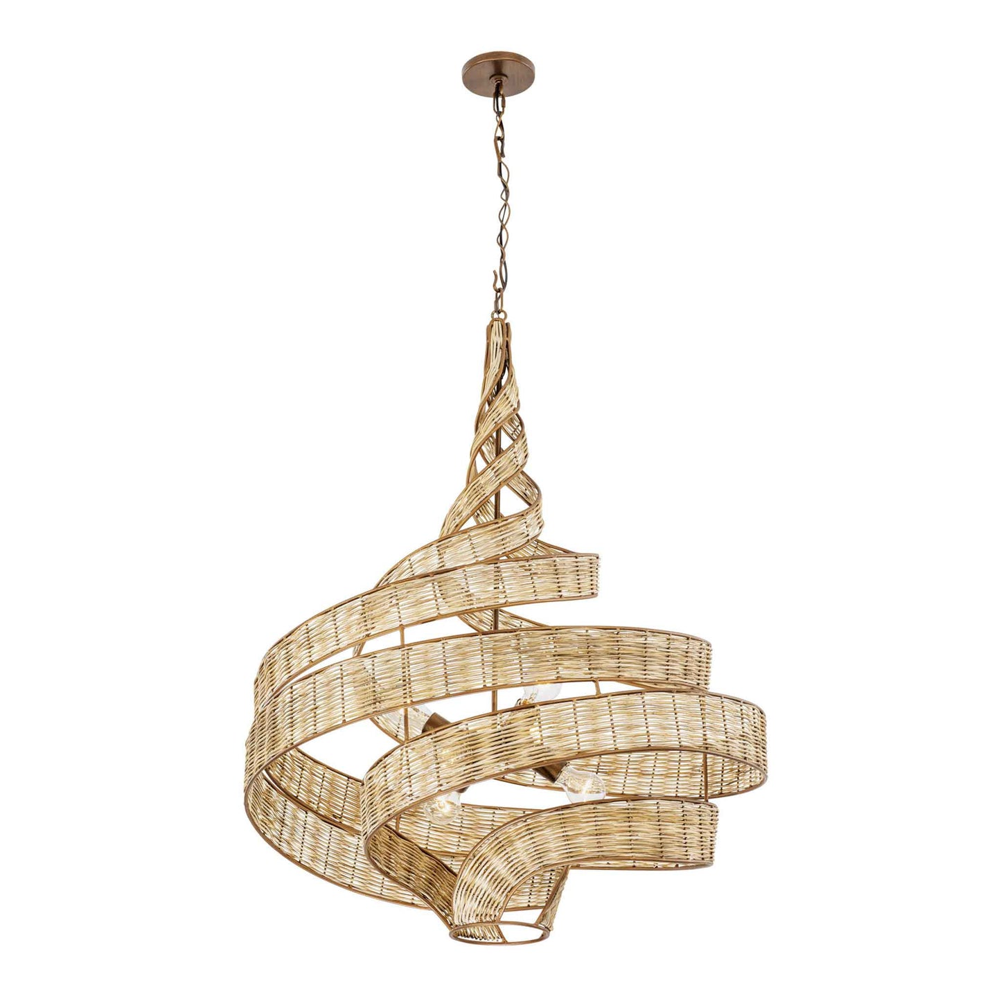 6 light 30 inch baguette and rattan pendant