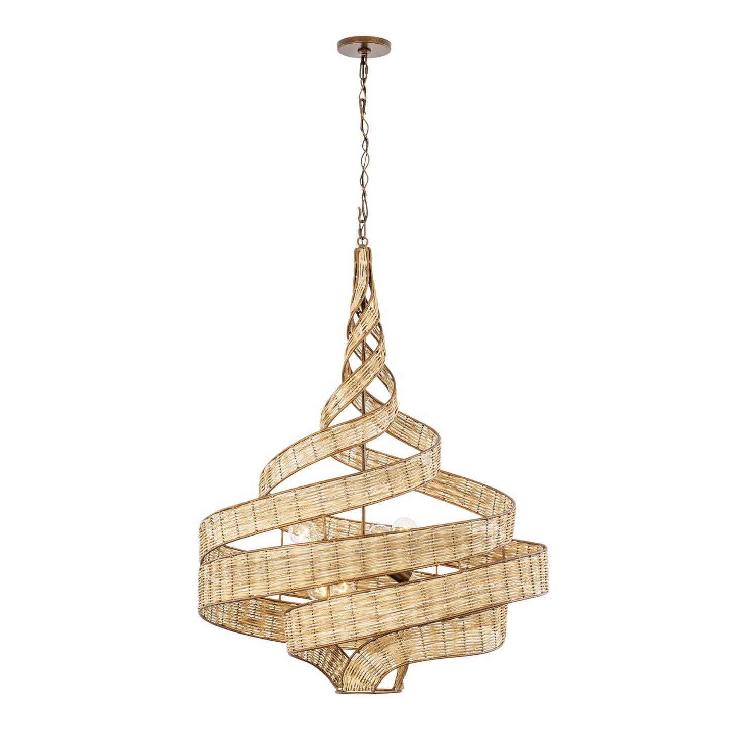 6 light 30 inch baguette and rattan pendant