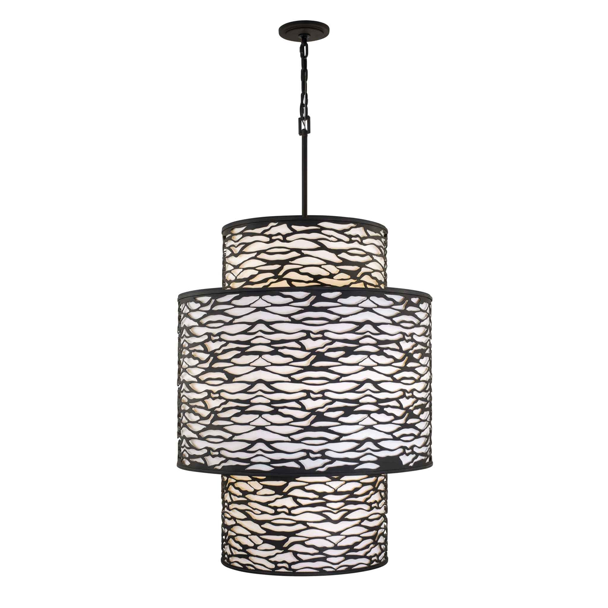 16 light 32 inch 3 tier carbon black pendant