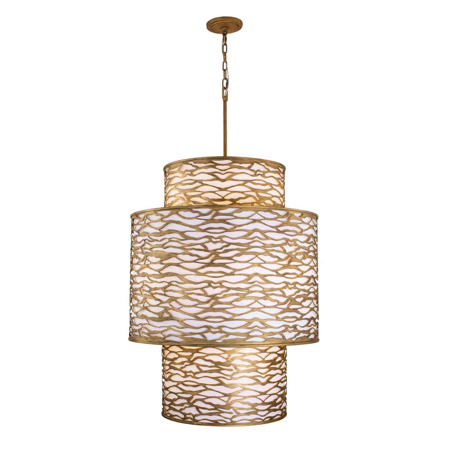 16 light 32 inch 3 tier havana gold pendant