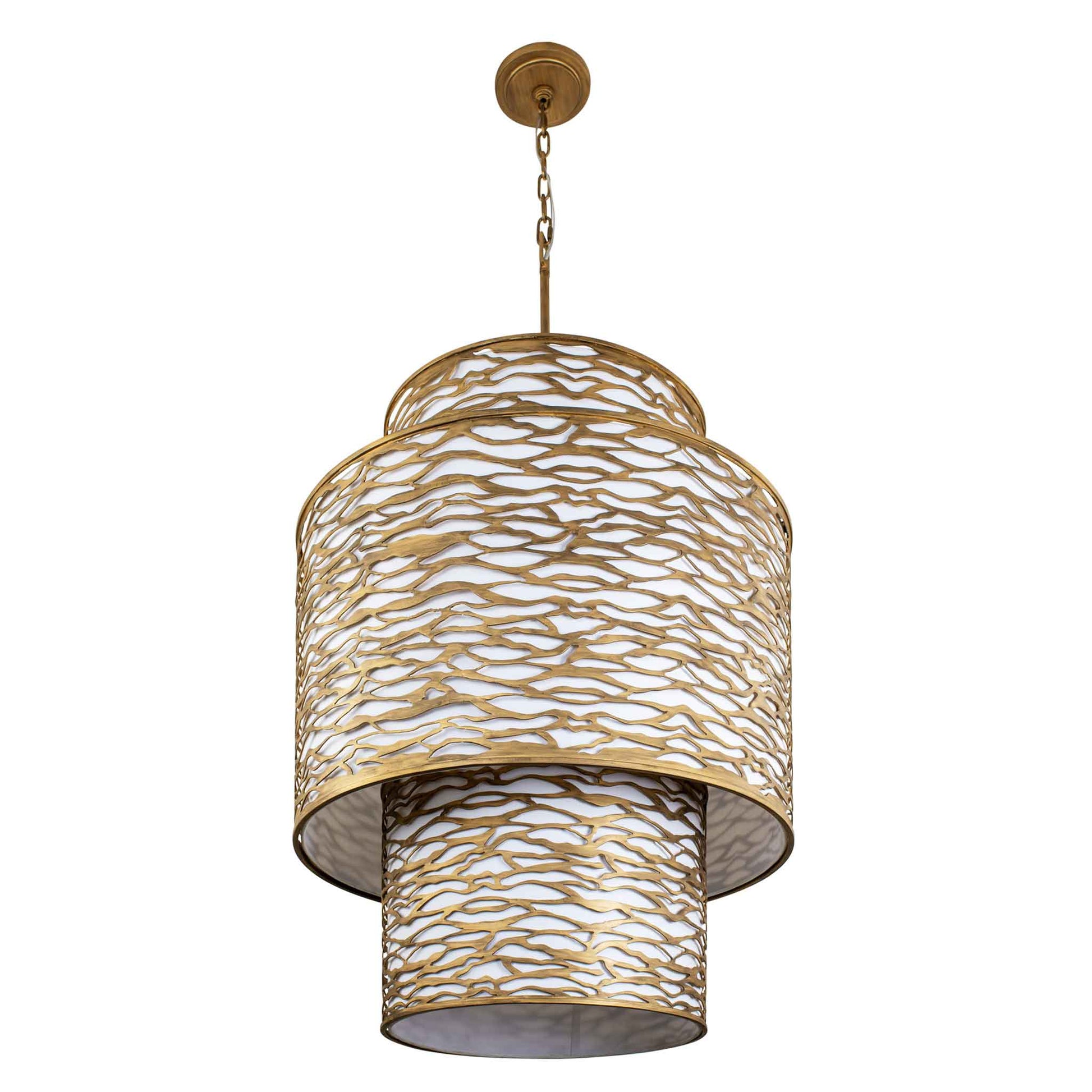 16 light 32 inch 3 tier havana gold pendant