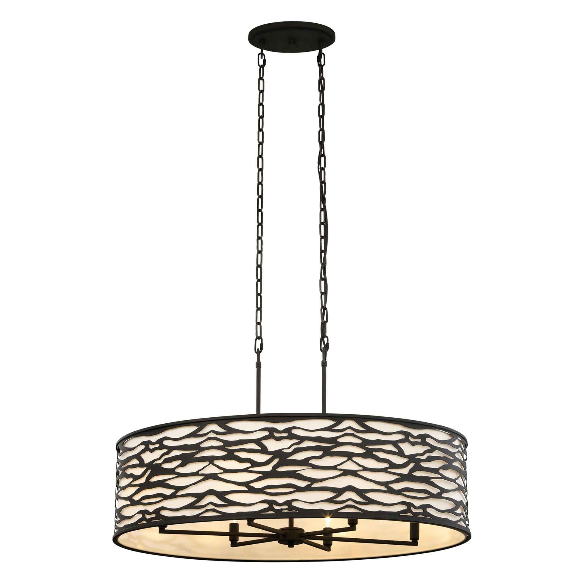 6 light 36 inch carbon black pendant