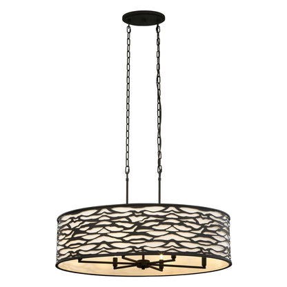 6 light 36 inch carbon black pendant