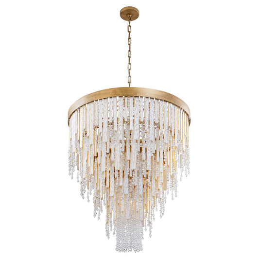 13 light 30 inch gold and white chandelier