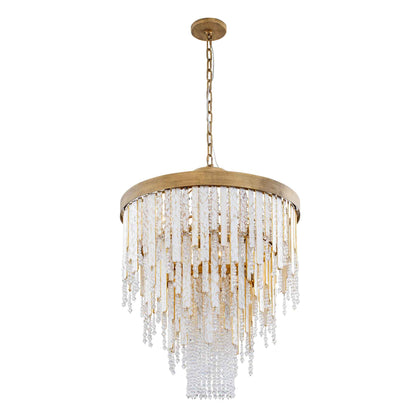 7 light 24 inch gold and white chandelier