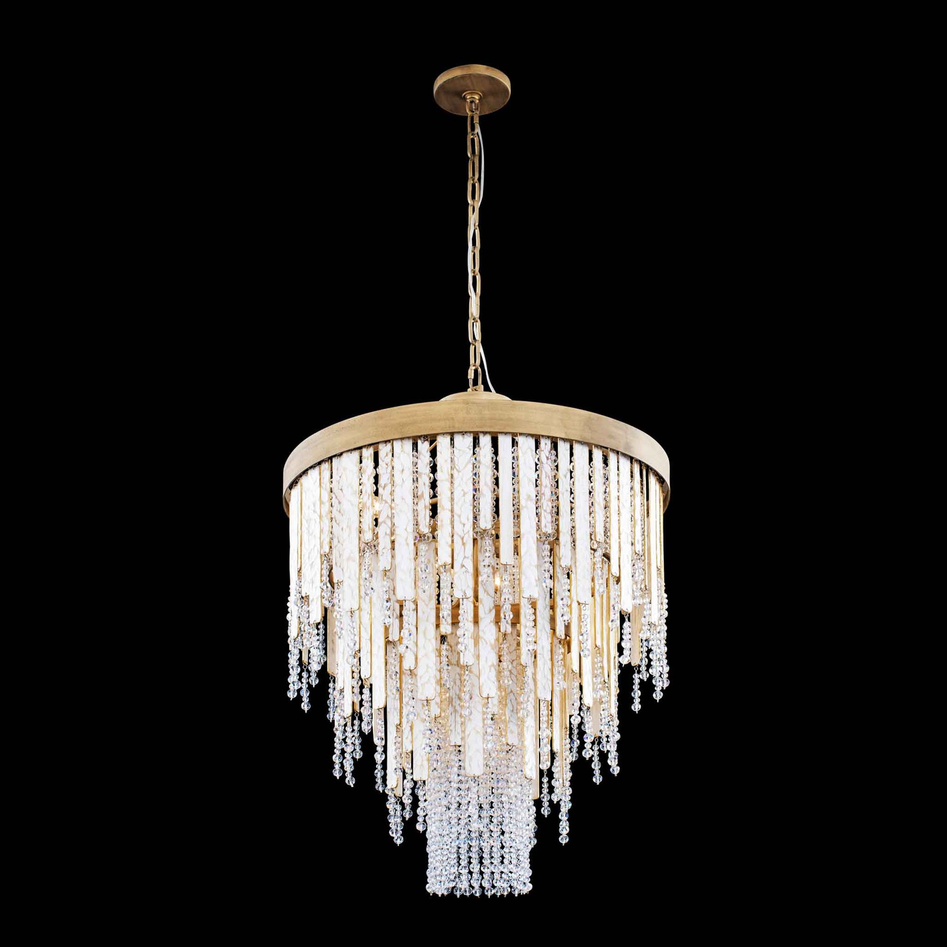 7 light 24 inch gold and white chandelier