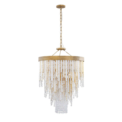 7 light 24 inch gold and white chandelier