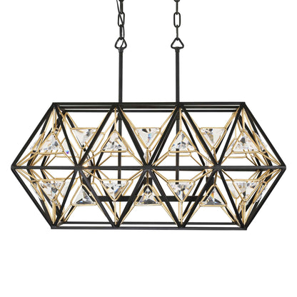 3 light 28 inch black and gold pendant