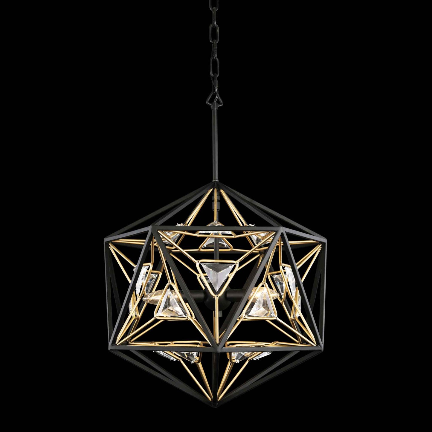 3 light 18 inch black and gold pendant