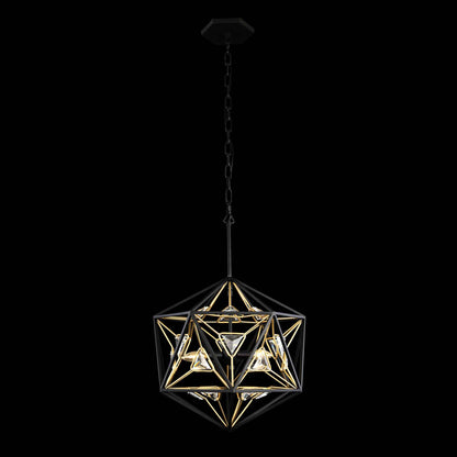 3 light 18 inch black and gold pendant