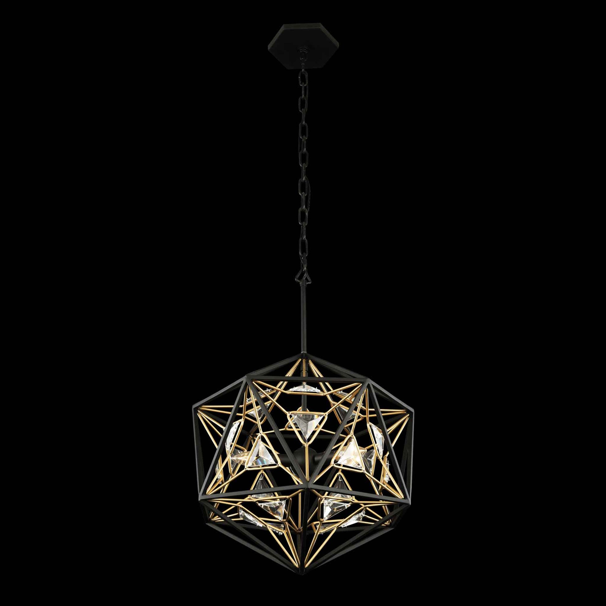 3 light 18 inch black and gold pendant