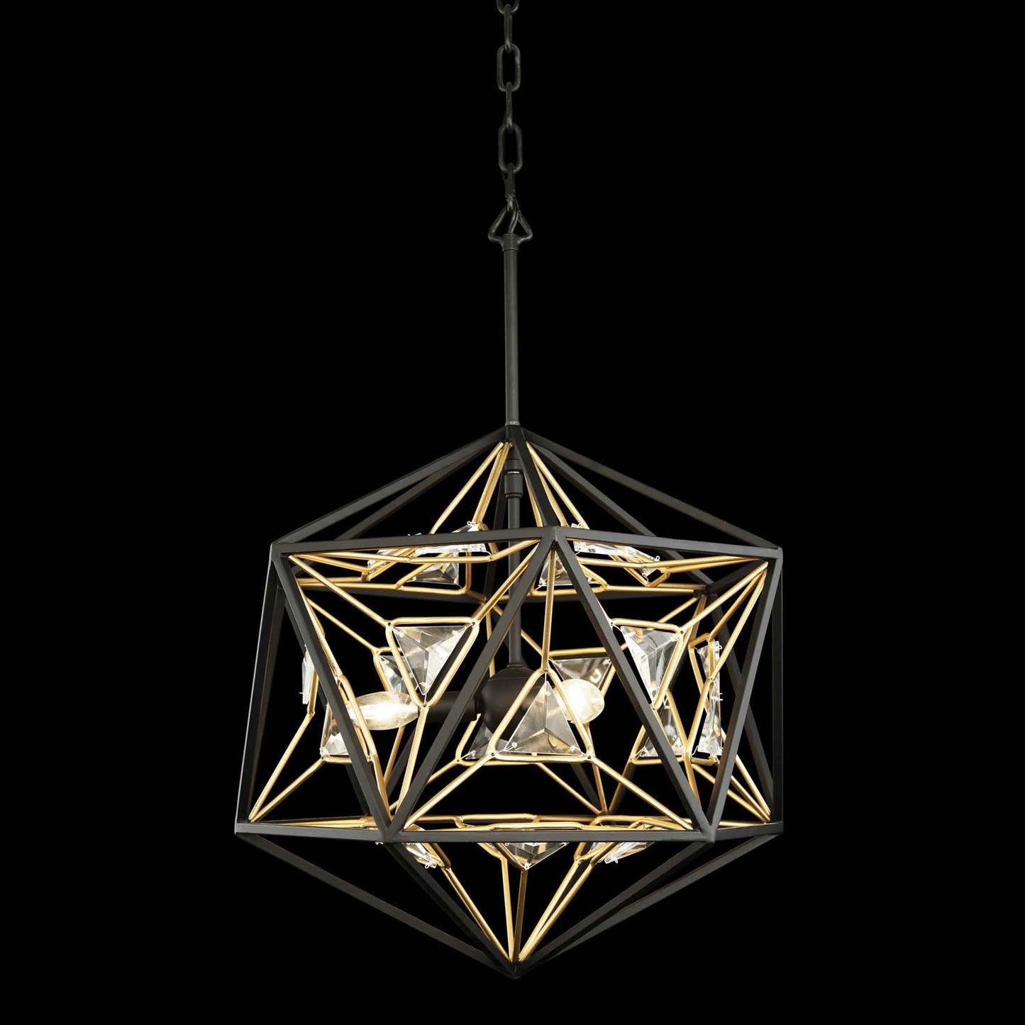 3 light 18 inch black and gold pendant