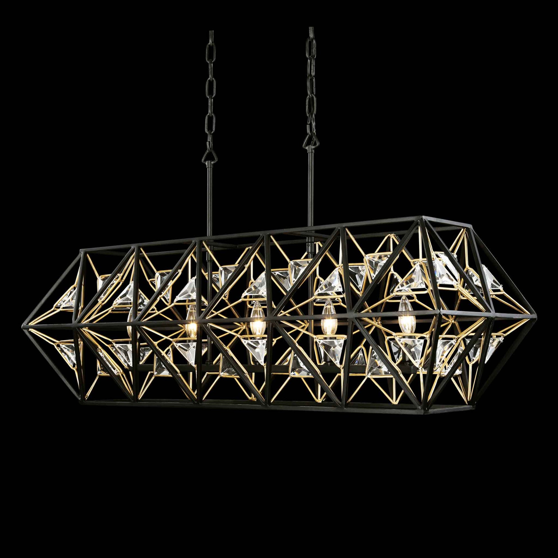 5 light 42 inch black and gold pendant