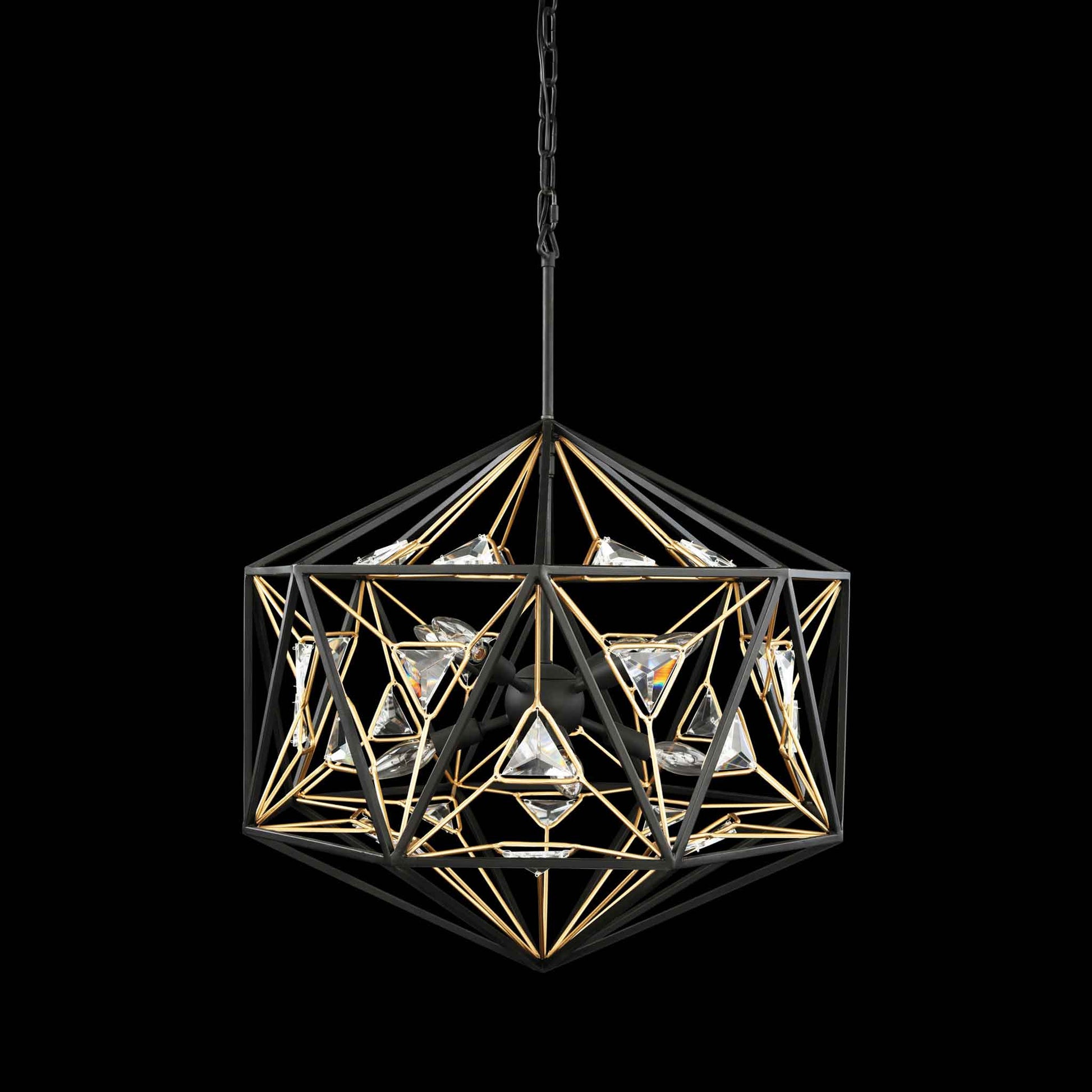 8 light 24 inch black and gold pendant