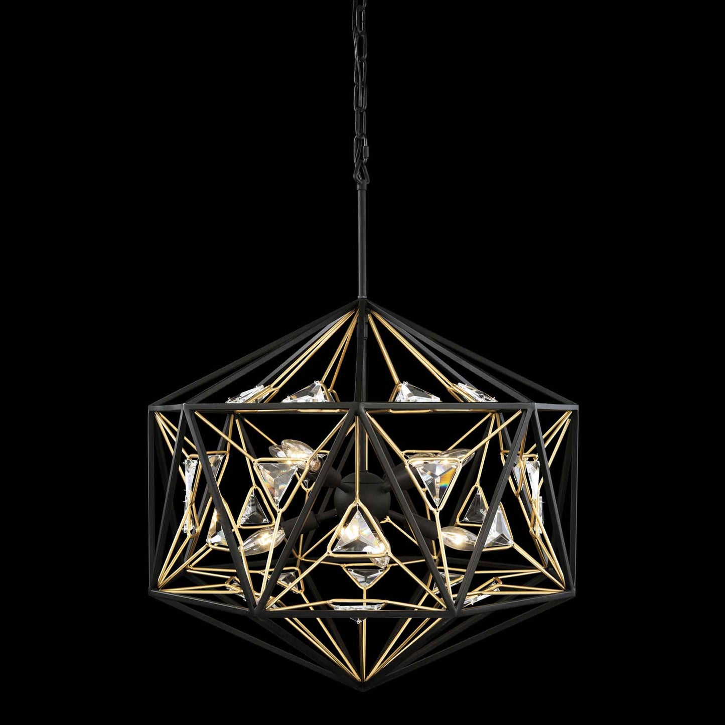 8 light 24 inch black and gold pendant