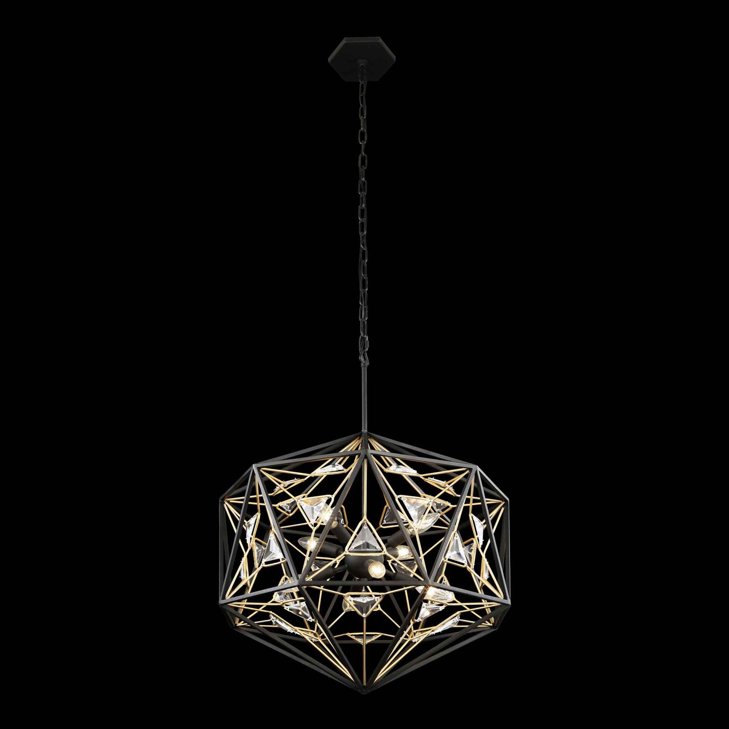 8 light 24 inch black and gold pendant