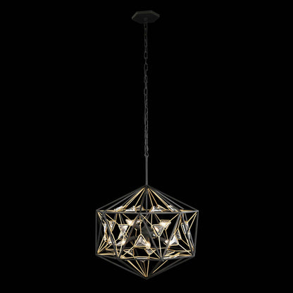 8 light 24 inch black and gold pendant