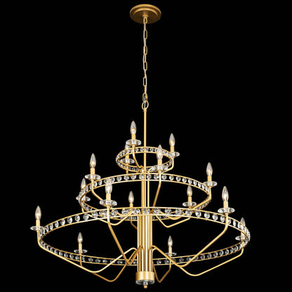 15 light 48 inch 3 tier antique gold chandelier