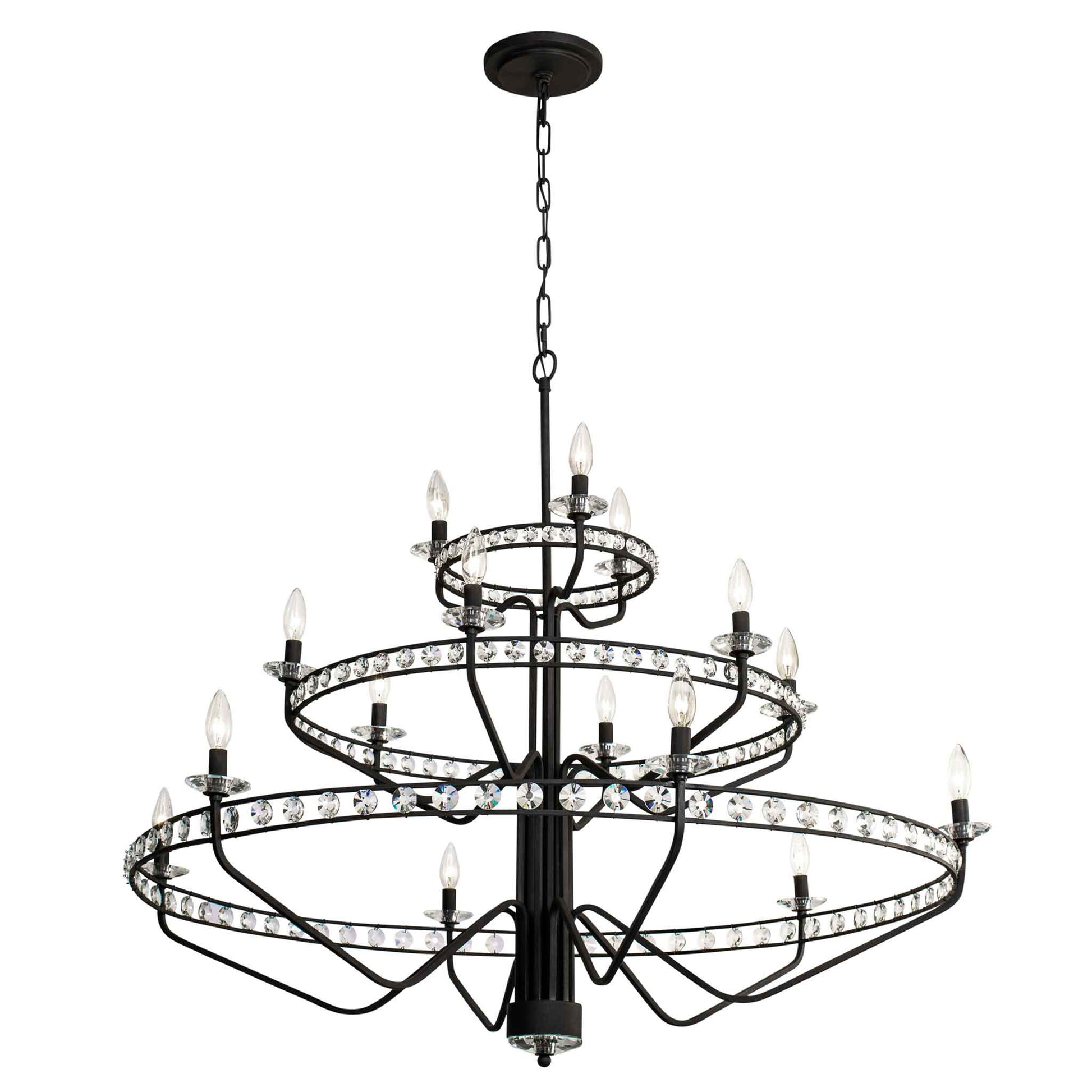 15 light 48 inch 3 tier carbon chandelier