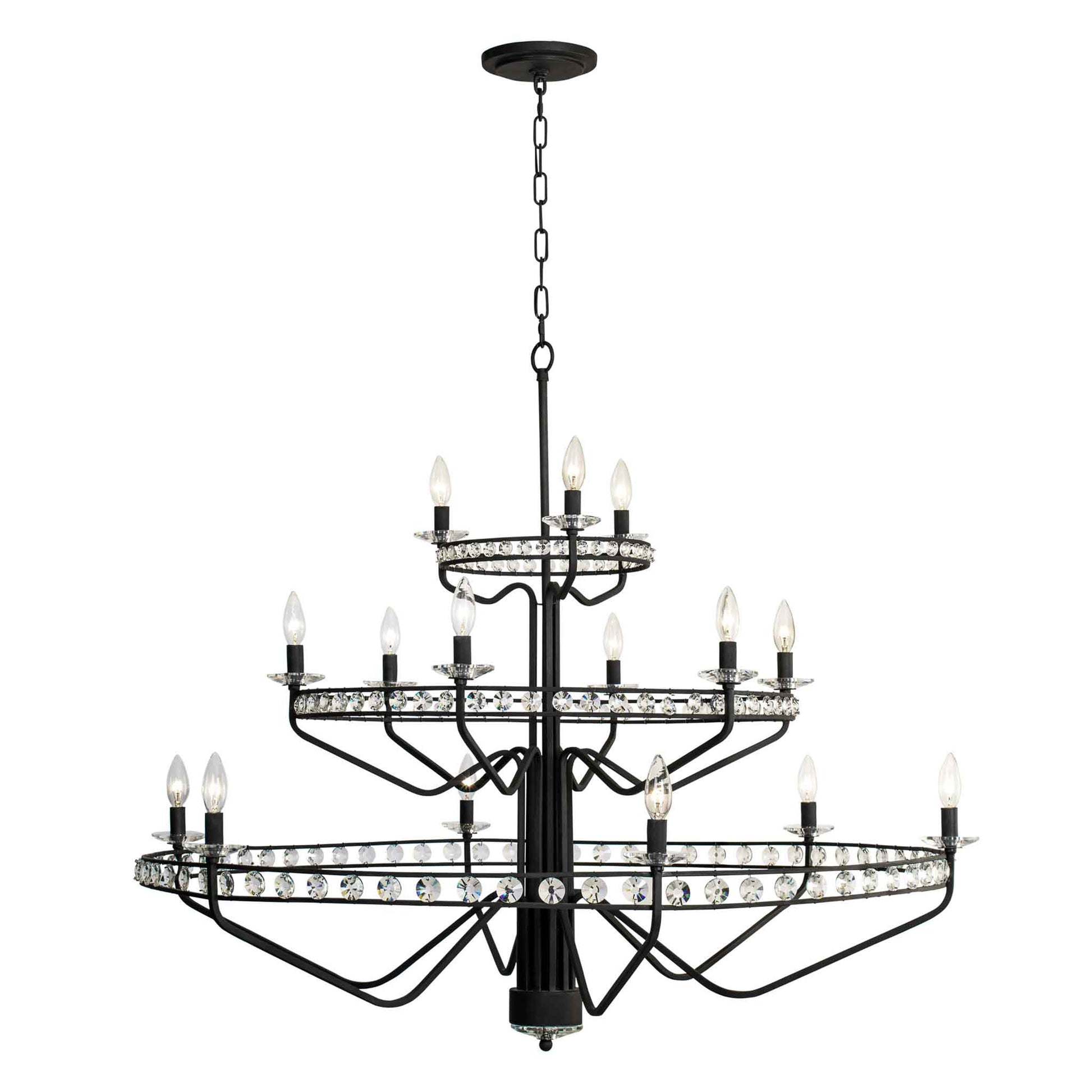 15 light 48 inch 3 tier carbon chandelier