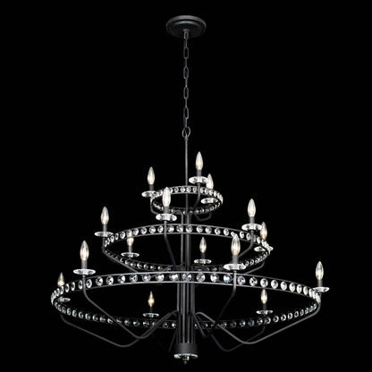 15 light 48 inch 3 tier carbon chandelier