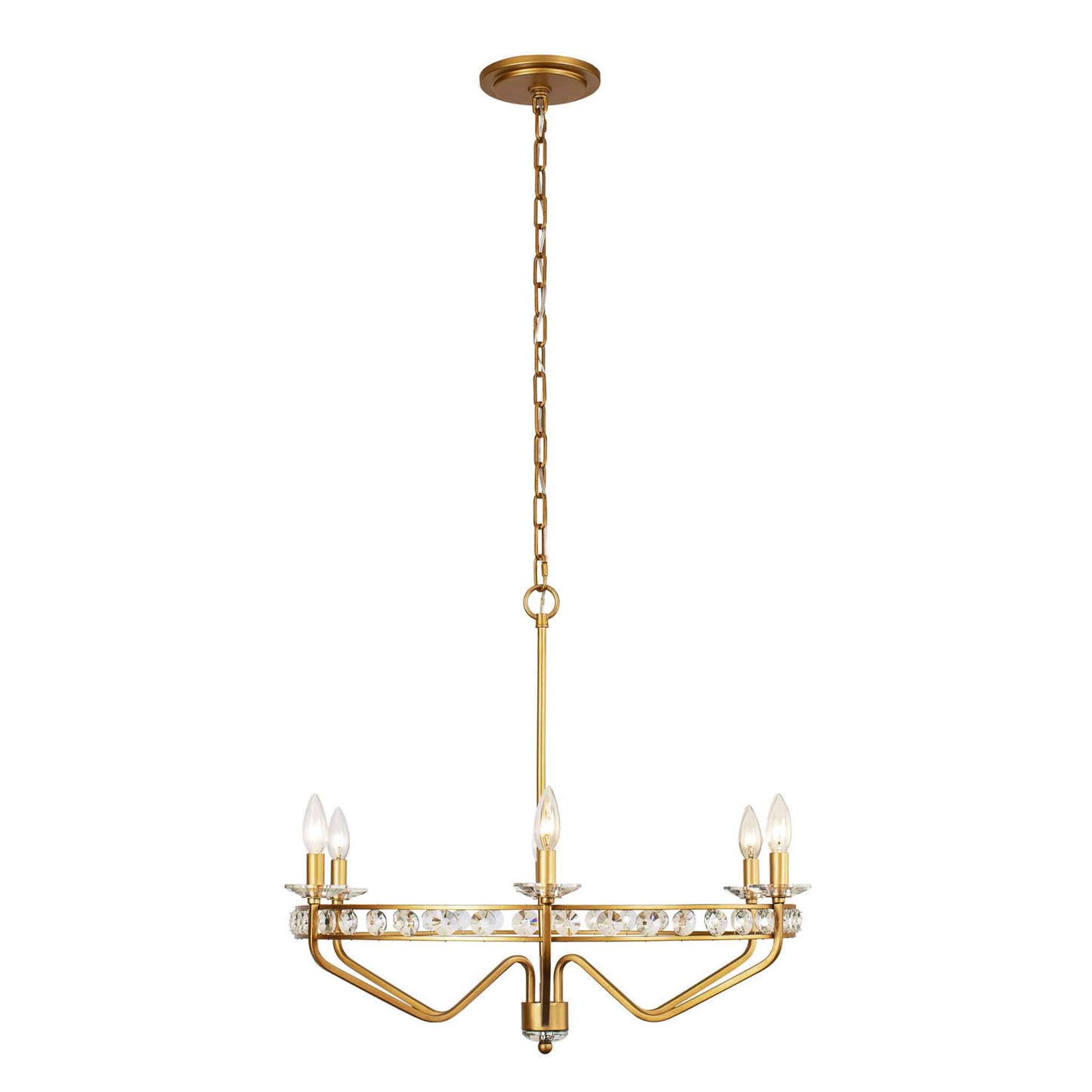 6 light 30 inch antique gold chandelier